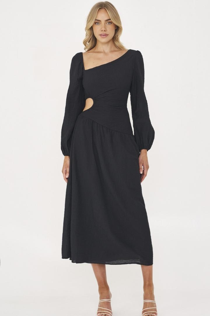 Kamena Long Sleeve Dress - Black